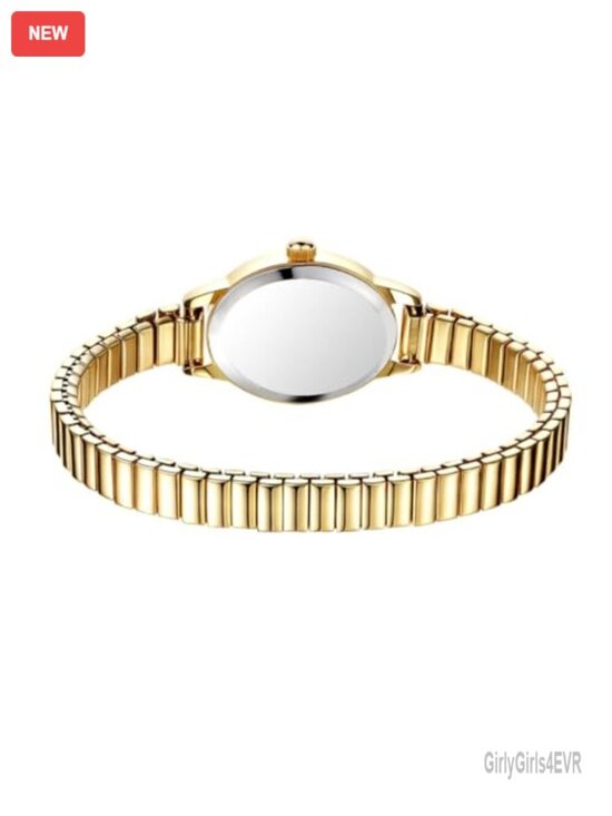 Vintage Oval Gold Watch - Analog Quartz with Expansion Band